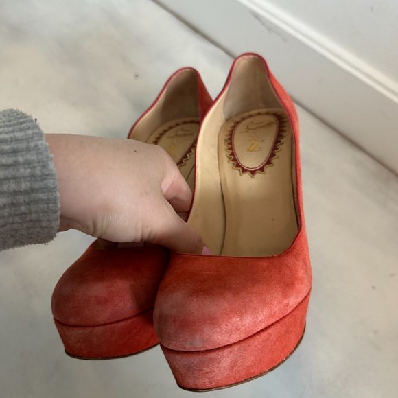 Christian Louboutin Red and Gold Heels - Picture 8 of 14